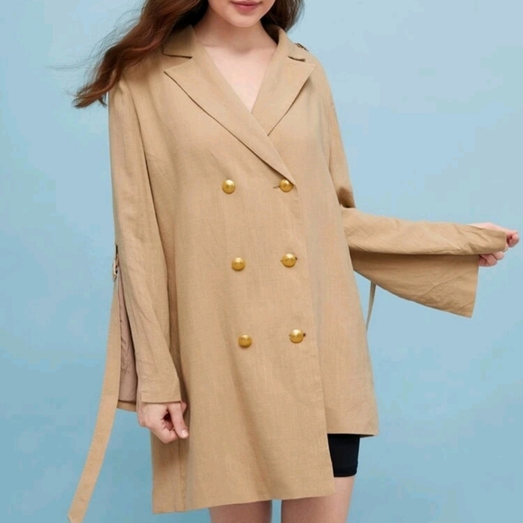 NWT Tan Double-Breasted Asymmetrical Blazer​ - Picture 1 of 15